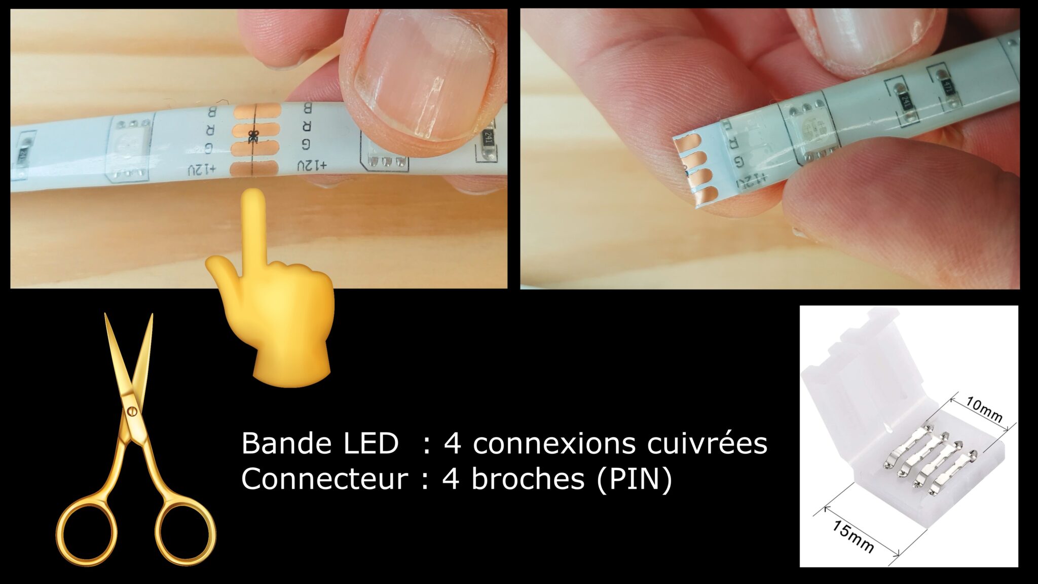 Comment couper un ruban LED et relier les rubans LED TUTO