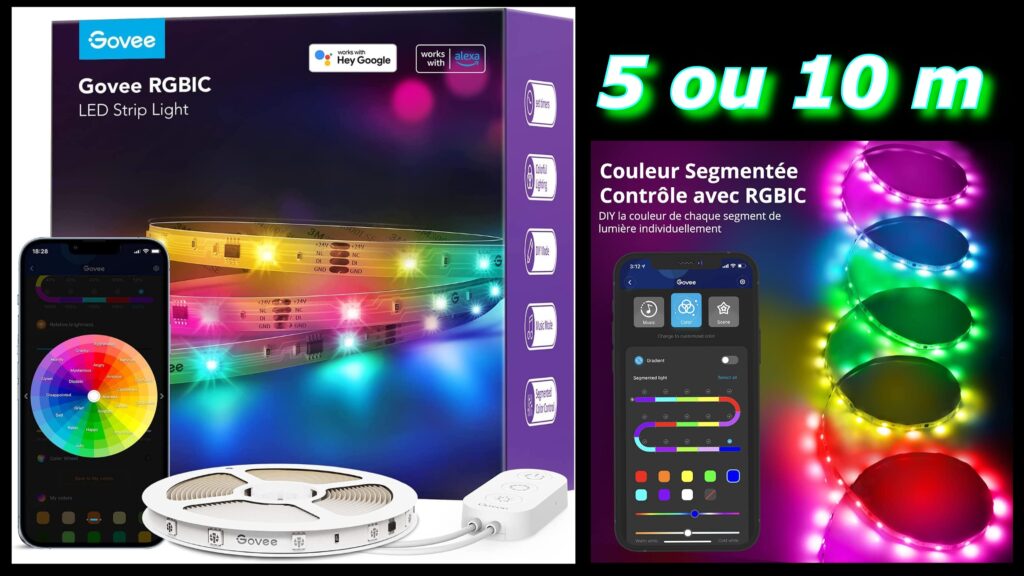 Ruban LED RGBIC Govee  Un des meilleurs ruban LED qui émet