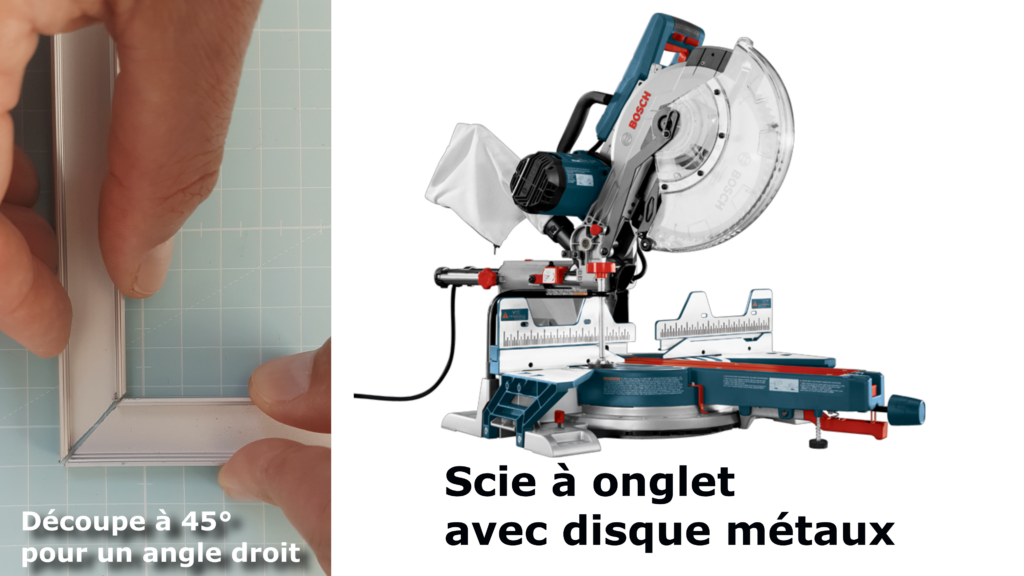 couper un profile alumium pour ruban LED ; il faut utiliser une scie à onglet pour couper les profilés en aluminium pour ruban LED