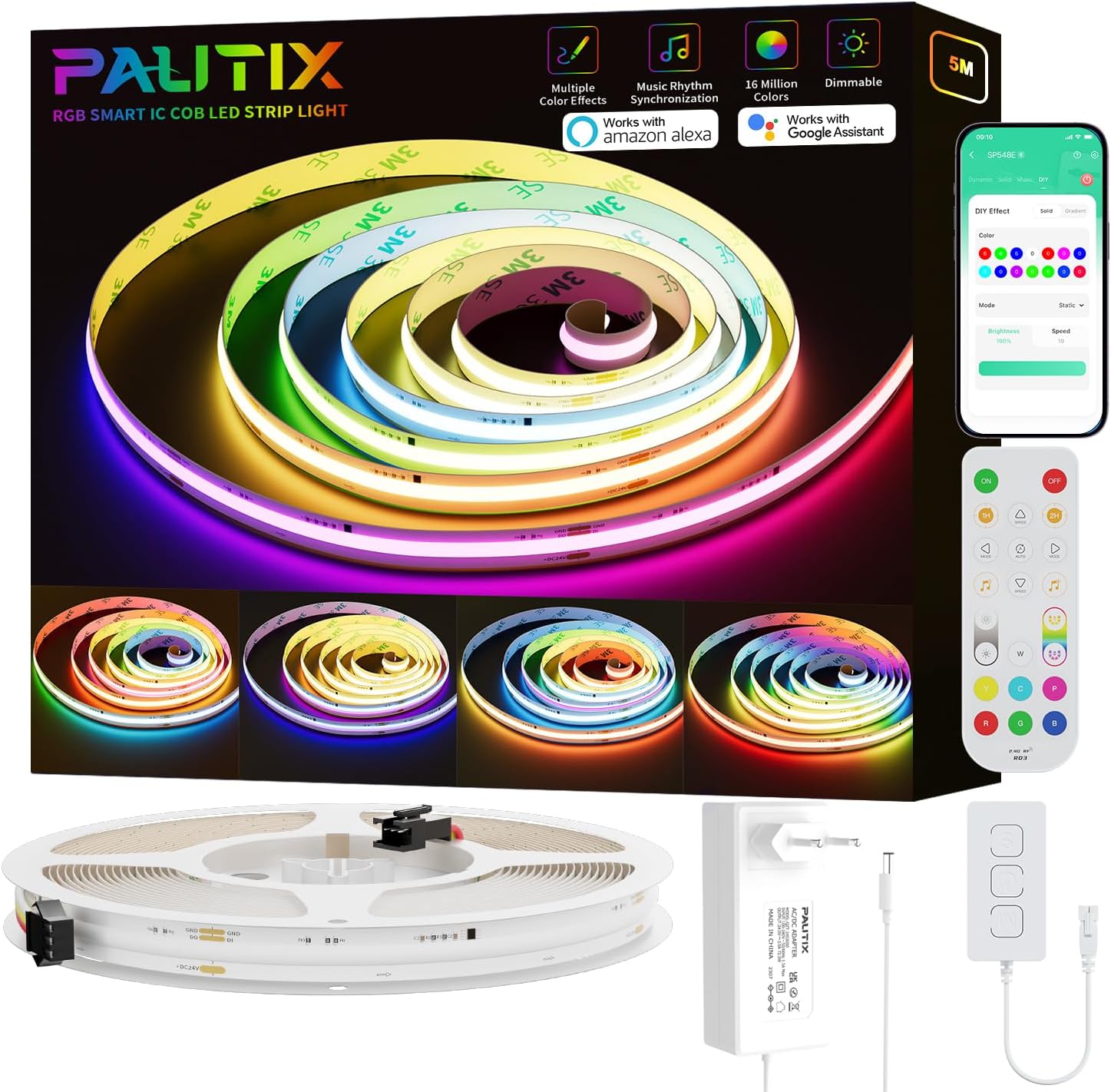 Amagle Ruban Led 3m Chambre Lumiere Pile Led Detecteur De